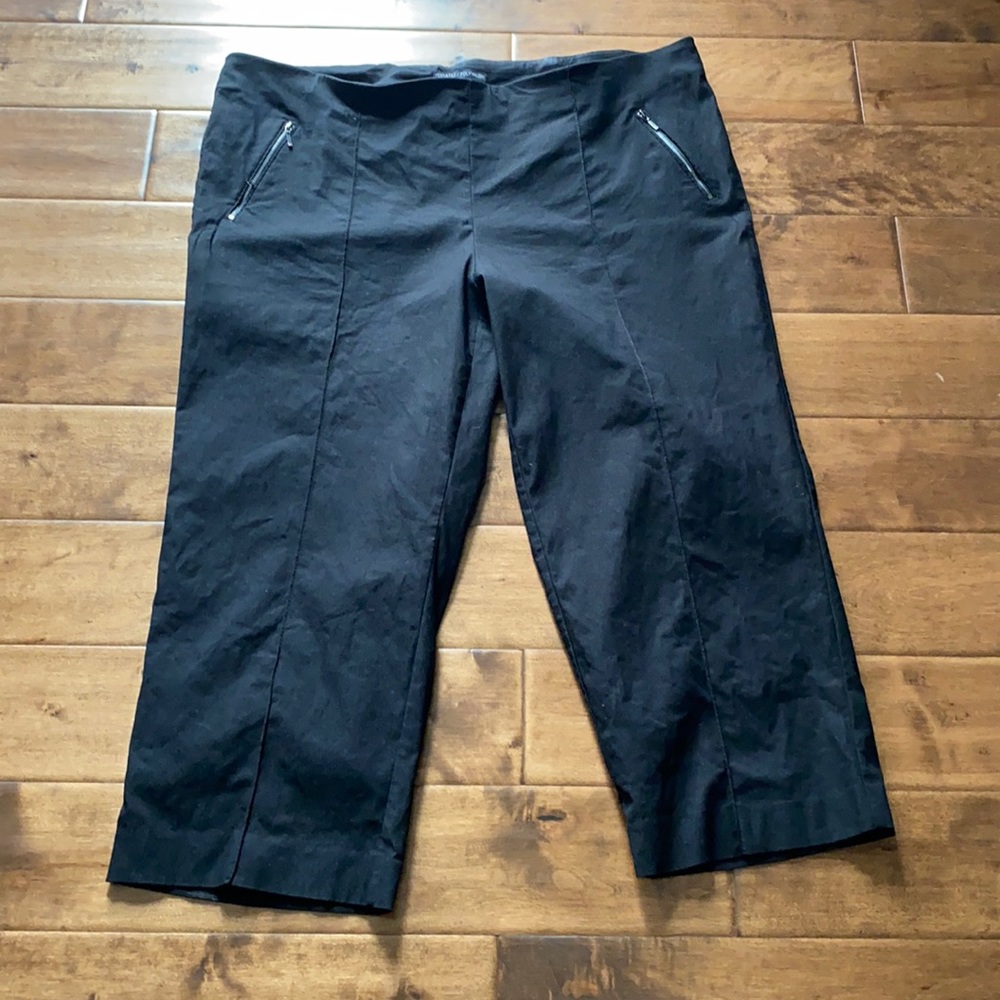 Black poly blend cigarette pants